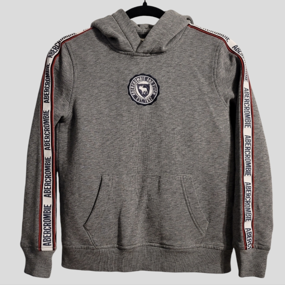 Abercrombie Kids Hoodie Boys 9/10 Gray Long Sleeve Spell-Out Logo Outdoors Comfy